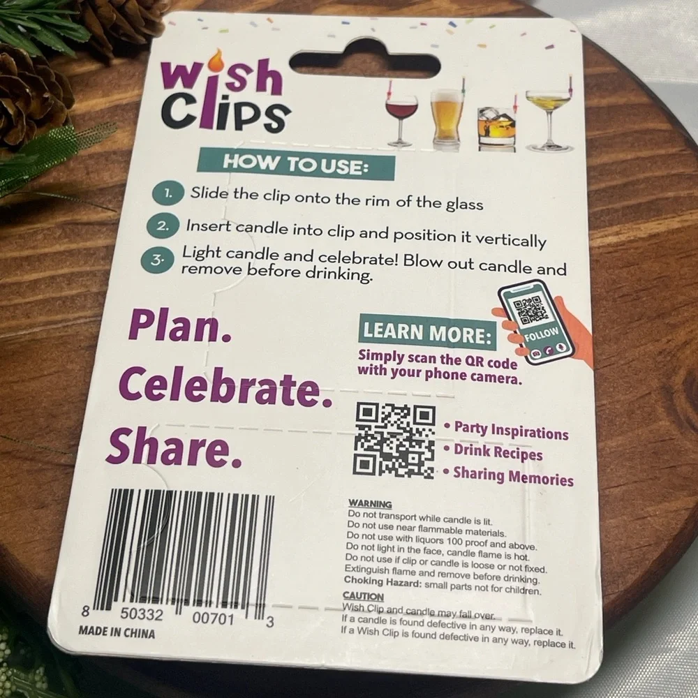 🎉 Wish Clips – Birthday Candle Drink Clips – 15 Pack 🎉